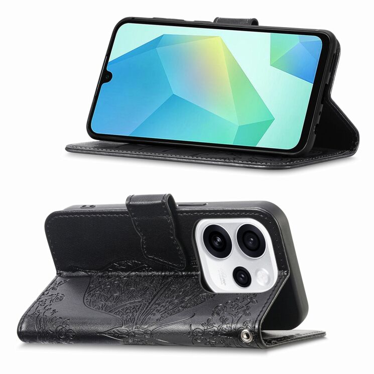 Чехол-книжка с рисунком UniCase Butterfly Pattern для OPPO Reno 15 F/FS - Black: фото 2 из 8