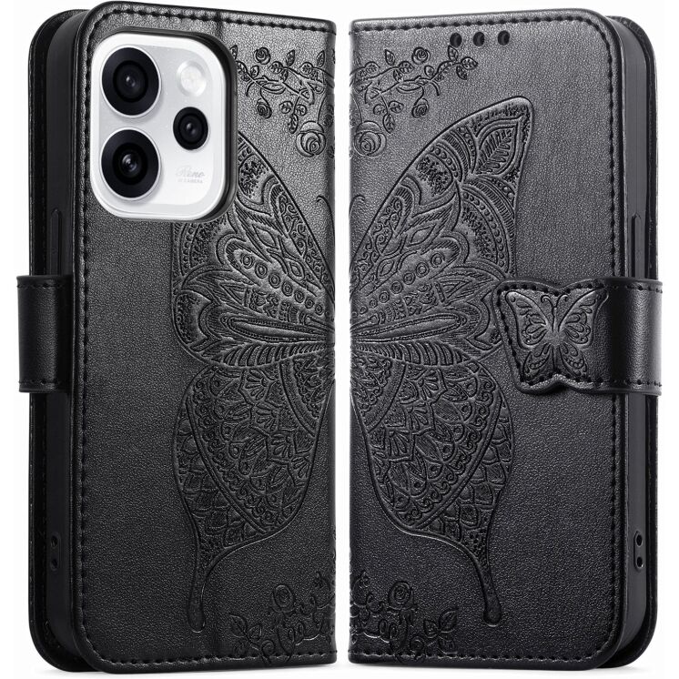 Чехол-книжка с рисунком UniCase Butterfly Pattern для OPPO Reno 15 F/FS - Black: фото 1 из 8