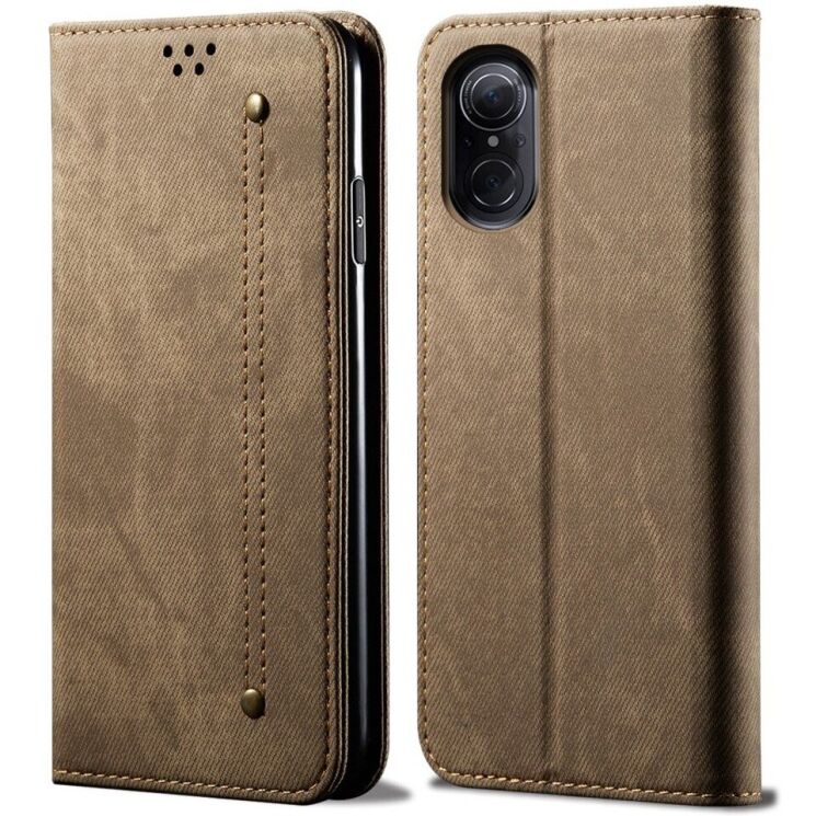 Чехол-книжка с кармашками UniCase Jeans Wallet для Huawei Nova 9 SE - Khaki: фото 1 из 6