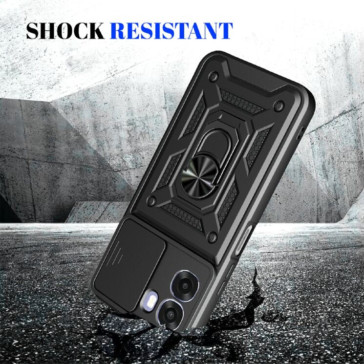 Чохол із захистом камери Deexe Armor Shield для OPPO A6x - Black: фото 7 з 9