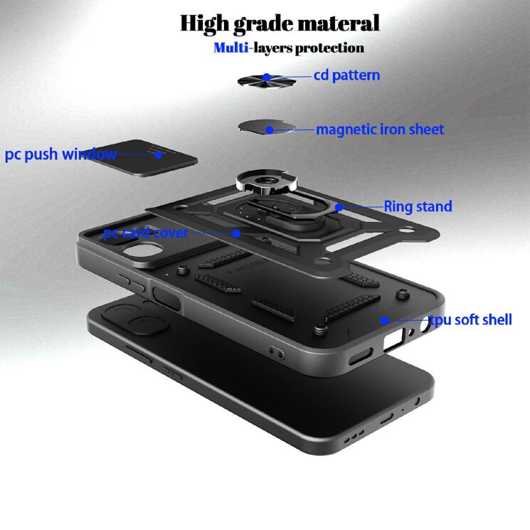 Чохол із захистом камери Deexe Armor Shield для OPPO A6x - Black: фото 9 з 9