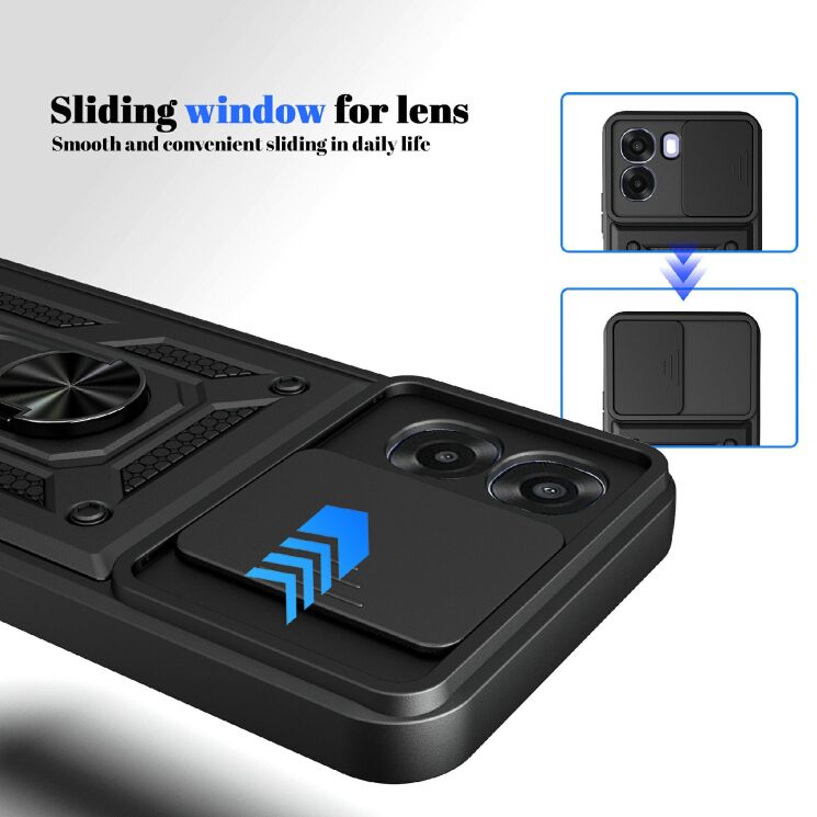 Чохол із захистом камери Deexe Armor Shield для OPPO A6x - Black: фото 6 з 9