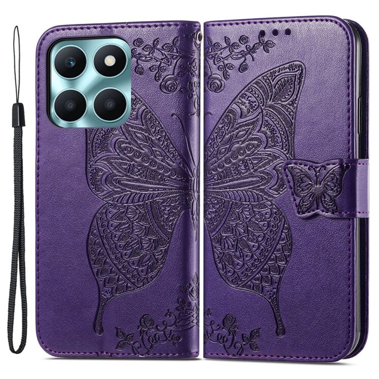 Чехол UniCase Butterfly Pattern для Honor X6a - Dark Purple: фото 1 из 6