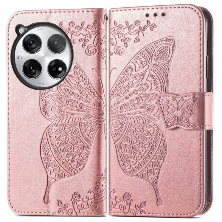 Чехол UniCase Butterfly Pattern для OnePlus 12 - Rose Gold: фото 1 из 8