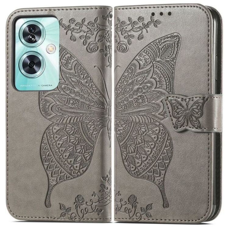 Чехол UniCase Butterfly Pattern для OnePlus Nord N30 SE - Grey: фото 1 из 8