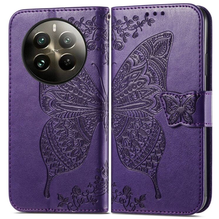 Чехол UniCase Butterfly Pattern для Realme 12 Pro / 12 Pro+ - Dark Purple: фото 1 из 8