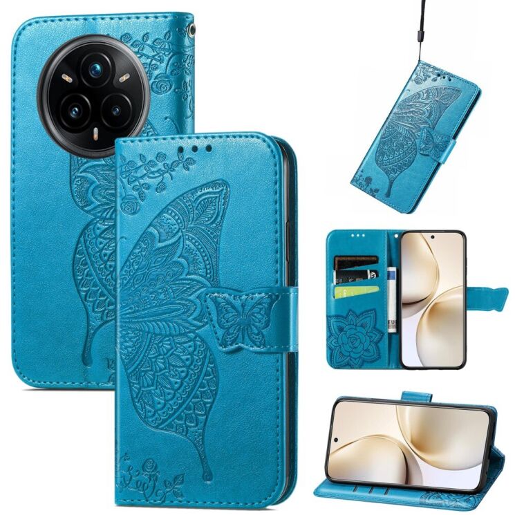 Чехол UniCase Butterfly Pattern для Realme 14 Pro Plus - Blue: фото 1 из 9