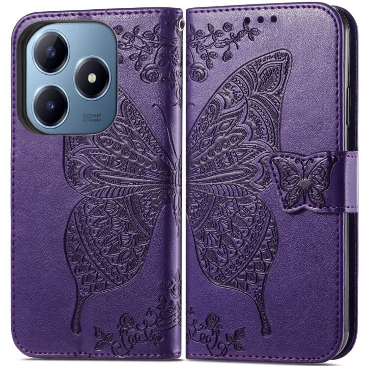Чехол UniCase Butterfly Pattern для Realme C63 / C61 / Note 60x - Dark Purple: фото 1 из 9