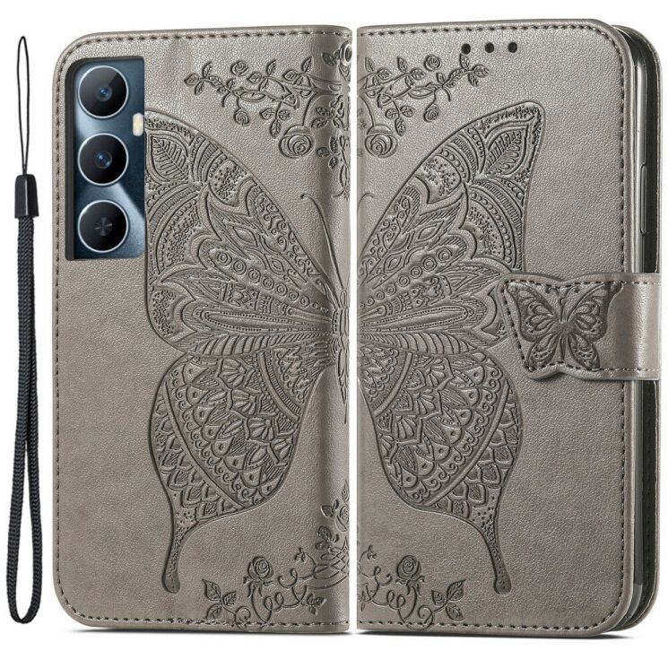 Чехол UniCase Butterfly Pattern для Realme C65 - Grey: фото 1 из 8