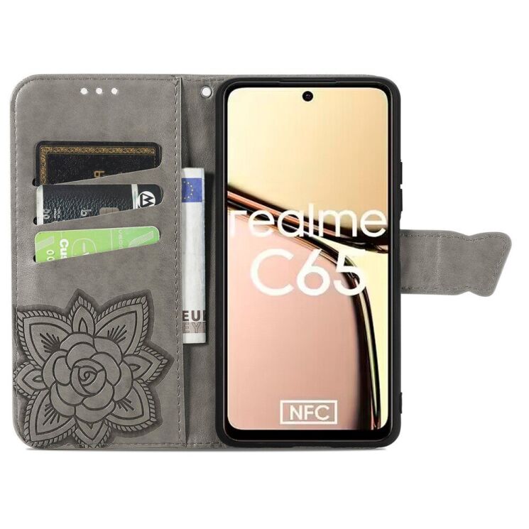 Чехол UniCase Butterfly Pattern для Realme C65 - Grey: фото 2 из 8