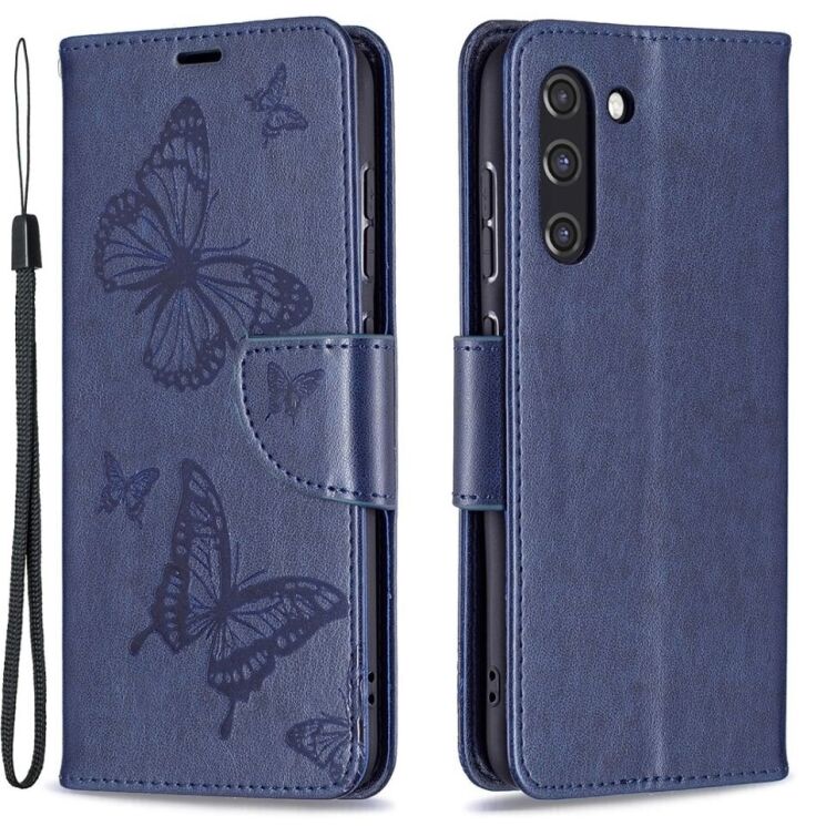 Чехол UniCase Butterfly Pattern для Samsung Galaxy S21 FE (G990) - Dark Blue: фото 2 из 10