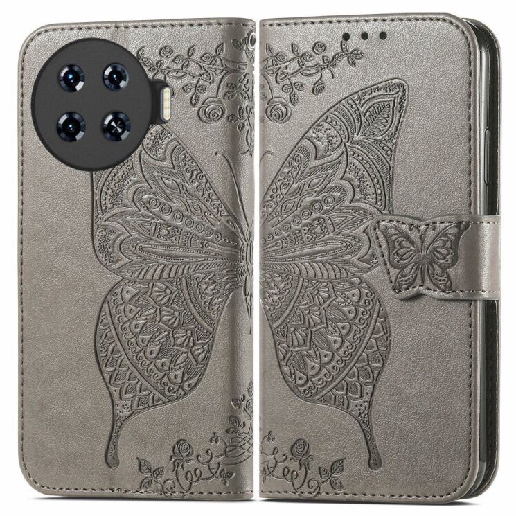Чехол UniCase Butterfly Pattern для TECNO Spark 20 Pro+ - Grey: фото 1 из 8