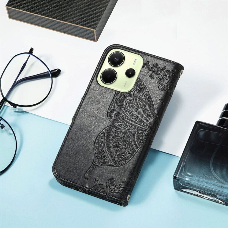 Чехол UniCase Butterfly Pattern для Xiaomi Redmi Note 14 4G - Black: фото 6 из 11