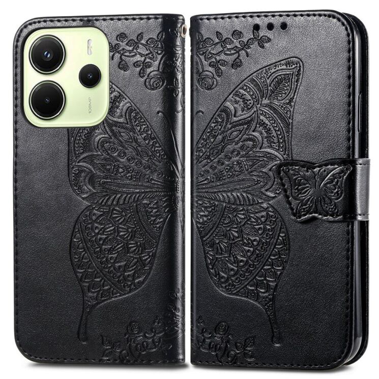 Чехол UniCase Butterfly Pattern для Xiaomi Redmi Note 14 4G - Black: фото 2 из 11