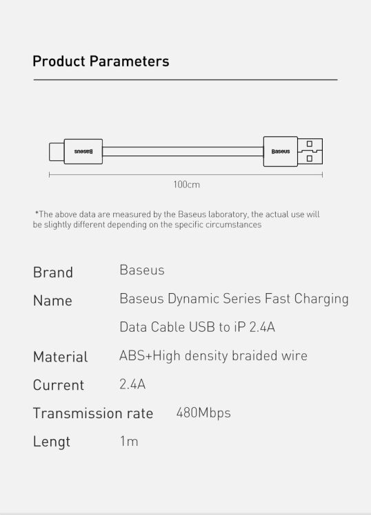 Кабель Baseus Dynamic Series USB to Lightning (2.4A, 1m) CALD000402 - White (896286W) Кабель Baseus Dynamic Series USB to Lightning (2.4A, 1m) CALD000402 - White: фото 18 з 20