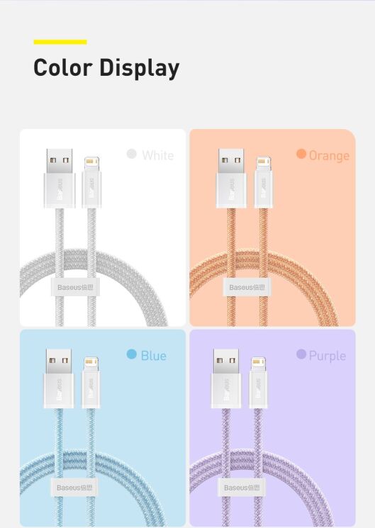 Кабель Baseus Dynamic Series USB to Lightning (2.4A, 1m) CALD000402 - White (896286W) Кабель Baseus Dynamic Series USB to Lightning (2.4A, 1m) CALD000402 - White: фото 16 з 20