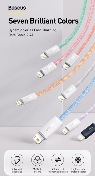 Кабель Baseus Dynamic Series USB to Lightning (2.4A, 1m) CALD000402 - White (896286W) Кабель Baseus Dynamic Series USB to Lightning (2.4A, 1m) CALD000402 - White: фото 6 з 20