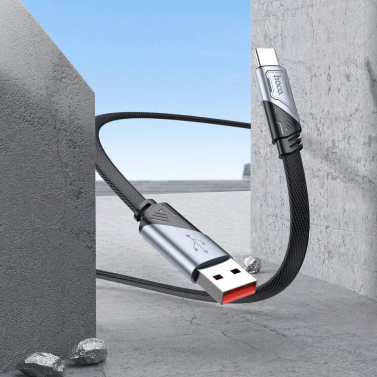Кабель Hoco U119 USB to Type-C (5A, 1.2m) - Black: фото 4 з 5
