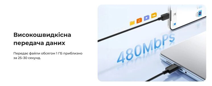 Кабель Sharge Type-C to Type-C (240W, 3m) - White (896491W) Кабель Sharge Type-C to Type-C (240W, 3m) - White: фото 6 из 10