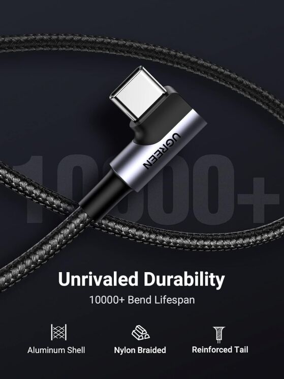 Кабель UGREEN US284 USB to Type-C (3A, 0.5m) - Black: фото 10 з 10