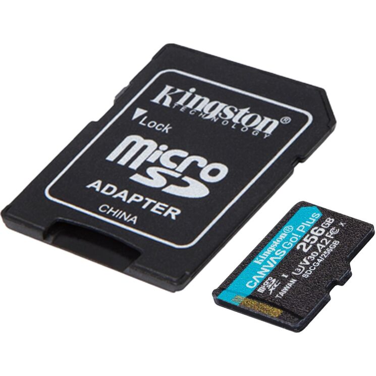 Карта памяти Kingston MicroSDXC Canvas Go Plus Gen4 256GB UHS-I U3 V30 A2 R200 + адаптер (SDCG4/256GB) - Black: фото 2 из 3