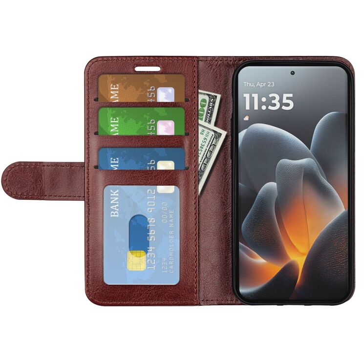 Классический чехол-книжка Deexe Wallet Style для Motorola Signature - Brown: фото 2 из 6