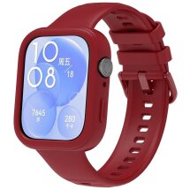Комплект (чехол и ремешок) Deexe Silicone Set для Huawei Watch Fit 3 - Wine Red: фото 1 из 9