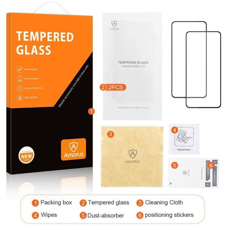 Комплект защитных стекол AMORUS Full Glue для Xiaomi 14T / 14T Pro - Black: фото 8 из 9