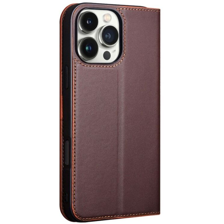 Кожаный чехол QIALINO Wallet Case для Apple iPhone 16 Pro - Brown: фото 4 из 8
