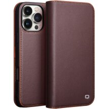 Кожаный чехол QIALINO Wallet Case для Apple iPhone 16 Pro - Brown: фото 1 из 8