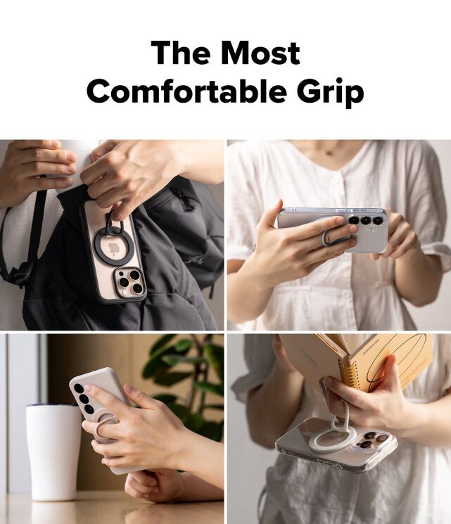 Магнитное кольцо-держатель Ringke Dual Magnetic Silicone Ring (8800293858775) - Black: фото 6 из 13