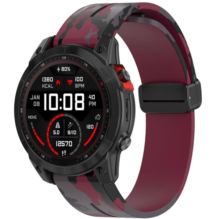 Ремешок Deexe Camo Silicone для часов с шириной крепления 22мм - Wine Red: фото 6 из 10