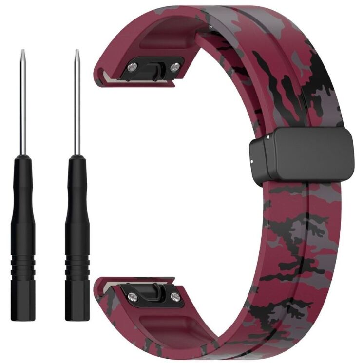 Ремешок Deexe Camo Silicone для часов с шириной крепления 22мм - Wine Red: фото 1 из 10