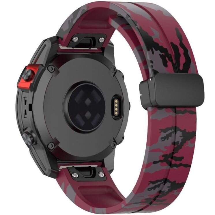 Ремешок Deexe Camo Silicone для часов с шириной крепления 22мм - Wine Red: фото 2 из 10