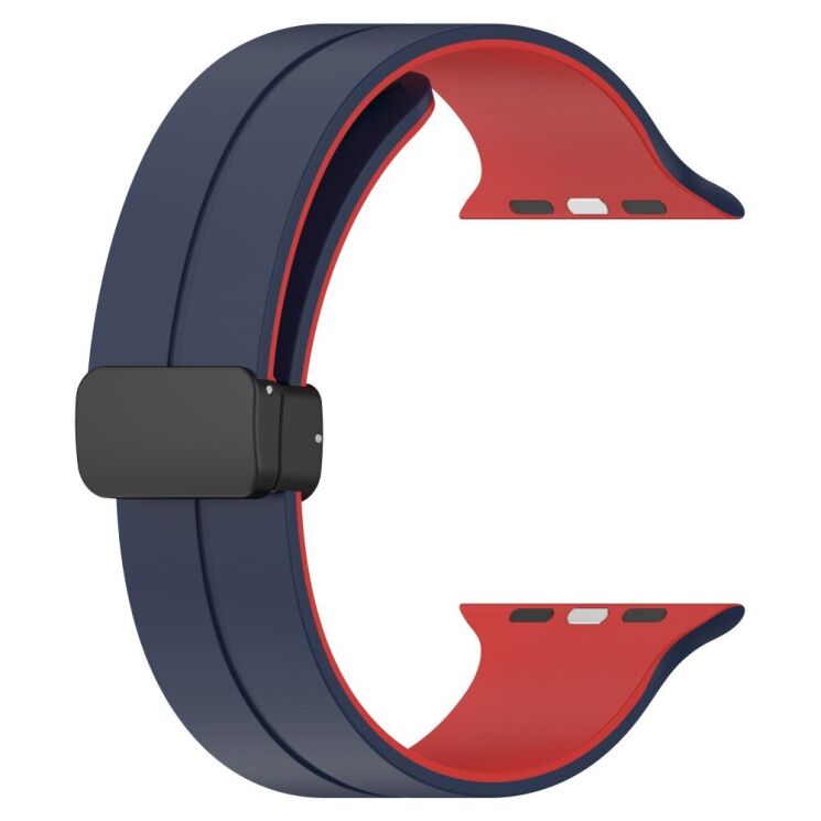 Ремінець Deexe Color Soft Line для Apple Watch 46 / 45 / 44 / SE 44 / 42 (Series 1-3) / Ultra / Ultra 2 / Ultra 3 - Midnight Blue / Red: фото 2 з 7