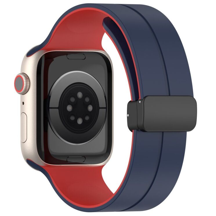 Ремінець Deexe Color Soft Line для Apple Watch 46 / 45 / 44 / SE 44 / 42 (Series 1-3) / Ultra / Ultra 2 / Ultra 3 - Midnight Blue / Red: фото 1 з 7