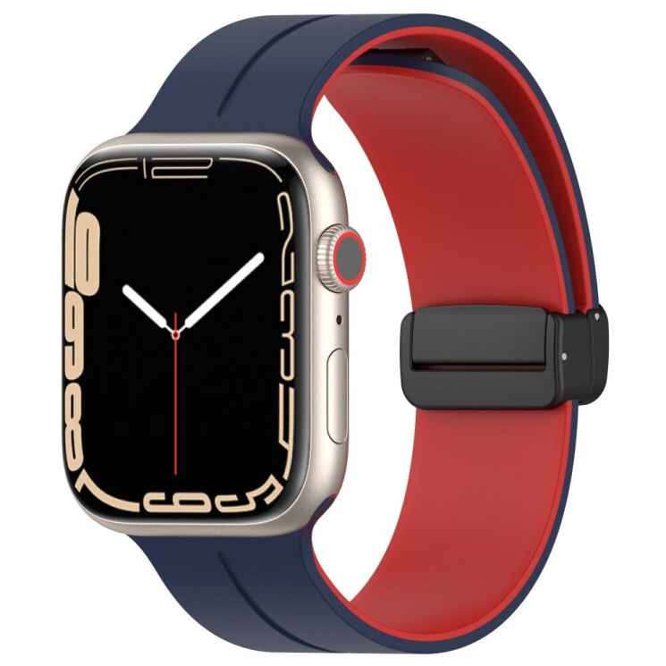 Ремінець Deexe Color Soft Line для Apple Watch 46 / 45 / 44 / SE 44 / 42 (Series 1-3) / Ultra / Ultra 2 / Ultra 3 - Midnight Blue / Red: фото 5 з 7