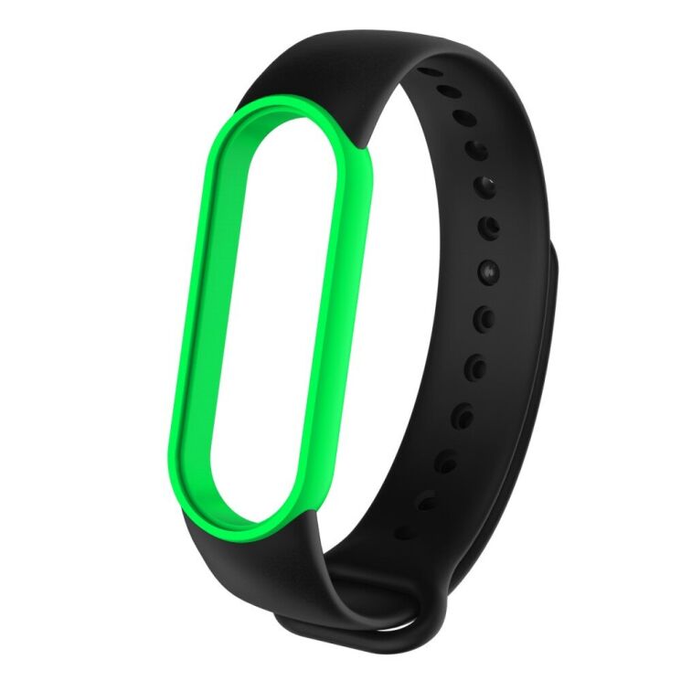 Ремешок Deexe Dual Color для Xiaomi Mi Band 5 / Mi Band 6 - Green / Black: фото 1 из 1
