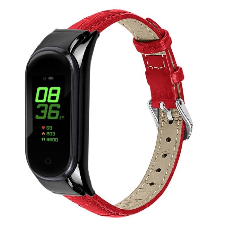 Ремінець Deexe Leather Strap для Xiaomi Mi Band 7 - Red: фото 1 з 6