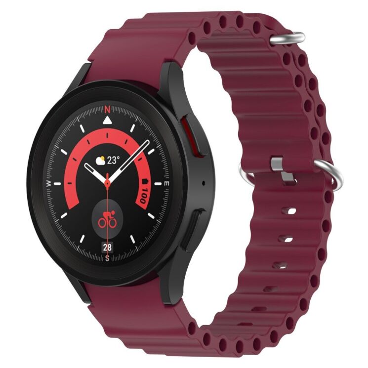 Ремешок Deexe Ocean Strap для Samsung Galaxy Watch 4 / 5 / 6 / 7 / FE (40mm) - Wine Red: фото 5 из 7