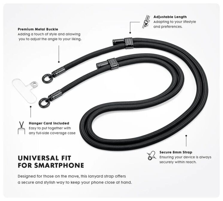 Ремінець для смартфона Laut ADAPTA-LOOP CROSSBODY - Black: фото 5 з 9