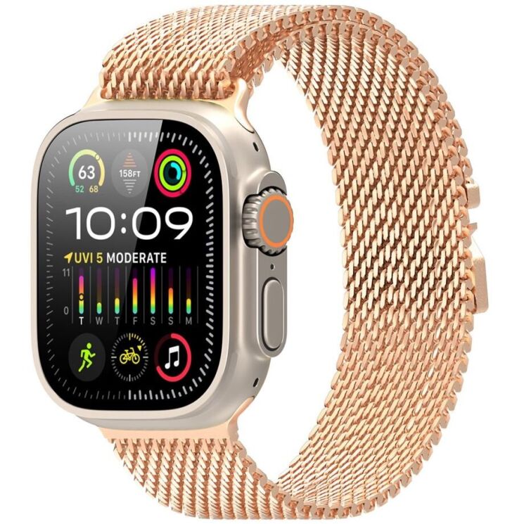 Ремешок DUX DUCIS Milanese Air Series для Apple Watch 46 / 45 / 44 / SE 44 / 42 (Series 1-3) / Ultra / Ultra 2 - Rose Gold: фото 2 из 12