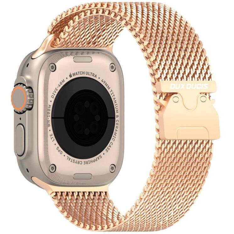 Ремешок DUX DUCIS Milanese Air Series для Apple Watch 46 / 45 / 44 / SE 44 / 42 (Series 1-3) / Ultra / Ultra 2 - Rose Gold: фото 1 из 12