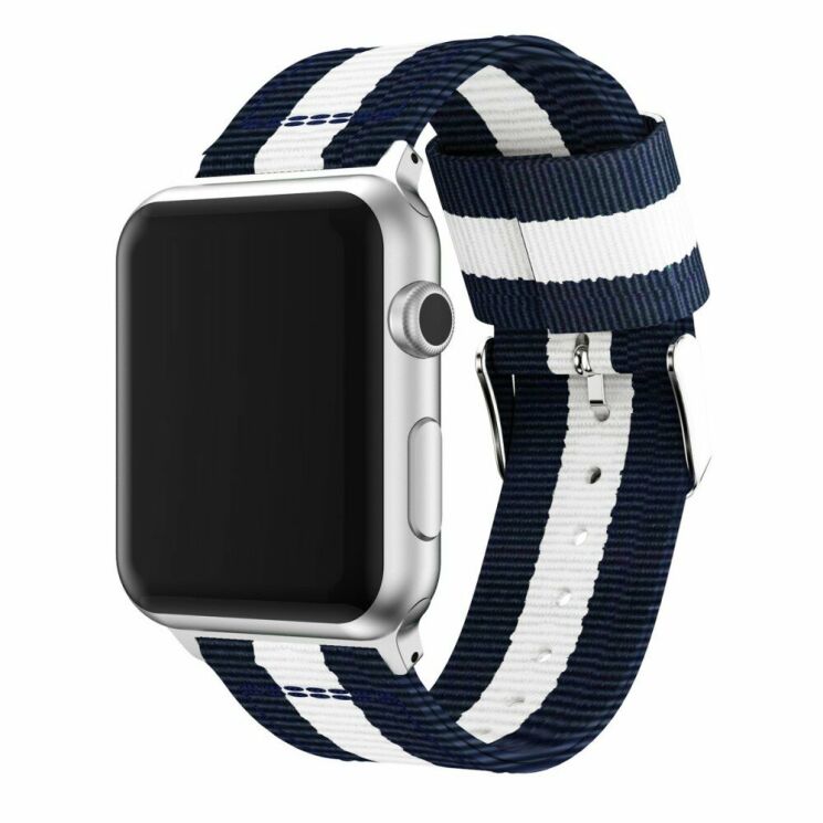 Ремінець UniCase Nylon для Apple Watch 42 (Series 10) / 41 / 40 / SE 40 / 38 - Blue / White: фото 2 з 12