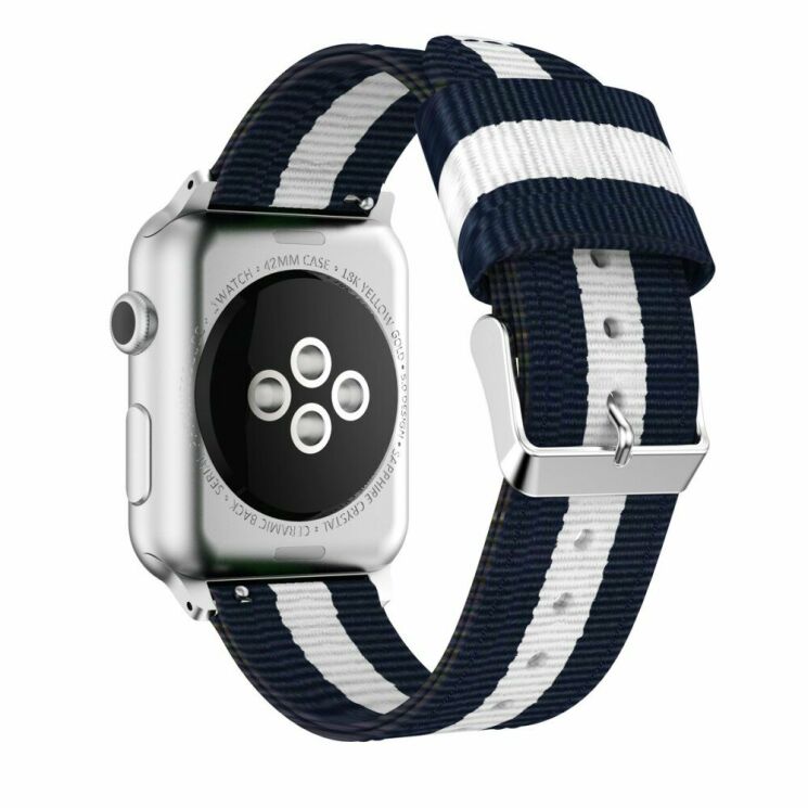 Ремінець UniCase Nylon для Apple Watch 42 (Series 10) / 41 / 40 / SE 40 / 38 - Blue / White: фото 1 з 12