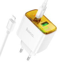 Сетевое зарядное устройство Hoco CS42A PD30W + QC3.0 + кабель Type-C to Lightning - White: фото 1 из 7