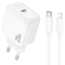 Сетевое зарядное устройство Hoco CS53A Surplus PD25W + кабель Type-C to Lightning - White: фото 1 из 8