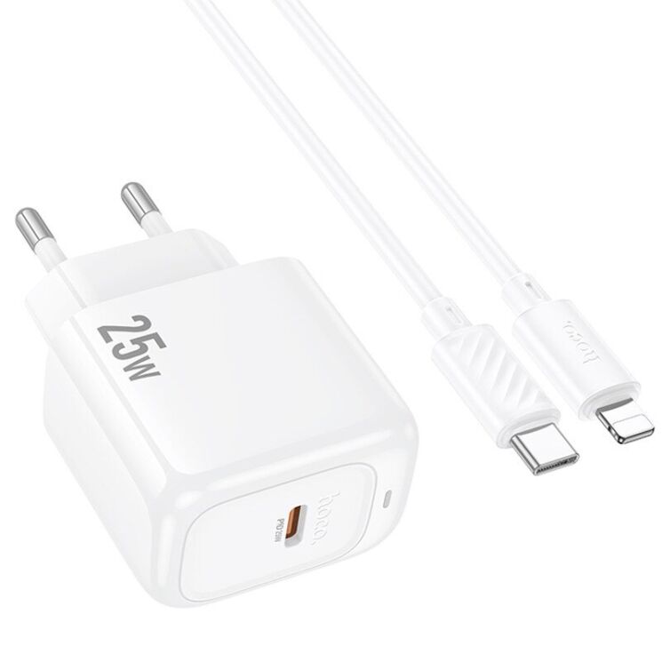 Сетевое зарядное устройство Hoco CS53A Surplus PD25W + кабель Type-C to Lightning - White: фото 2 из 8