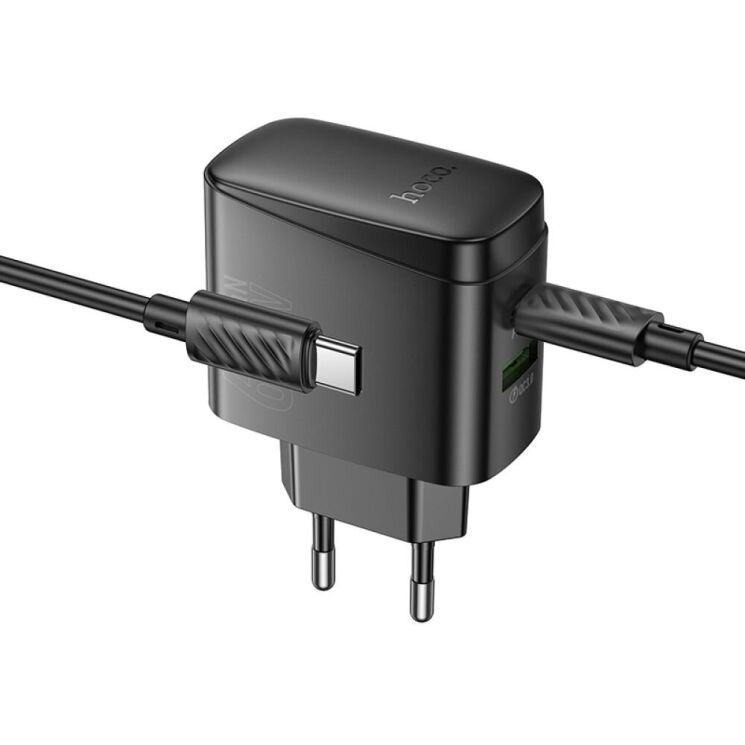 Сетевое зарядное устройство Hoco CS63A Bright PD65W (USB + Type-C) + кабель Type-C to Type-C - Black: фото 4 из 9