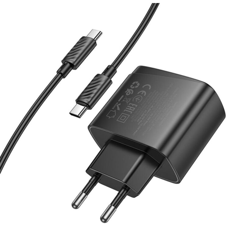 Сетевое зарядное устройство Hoco CS63A Bright PD65W (USB + Type-C) + кабель Type-C to Type-C - Black: фото 6 из 9